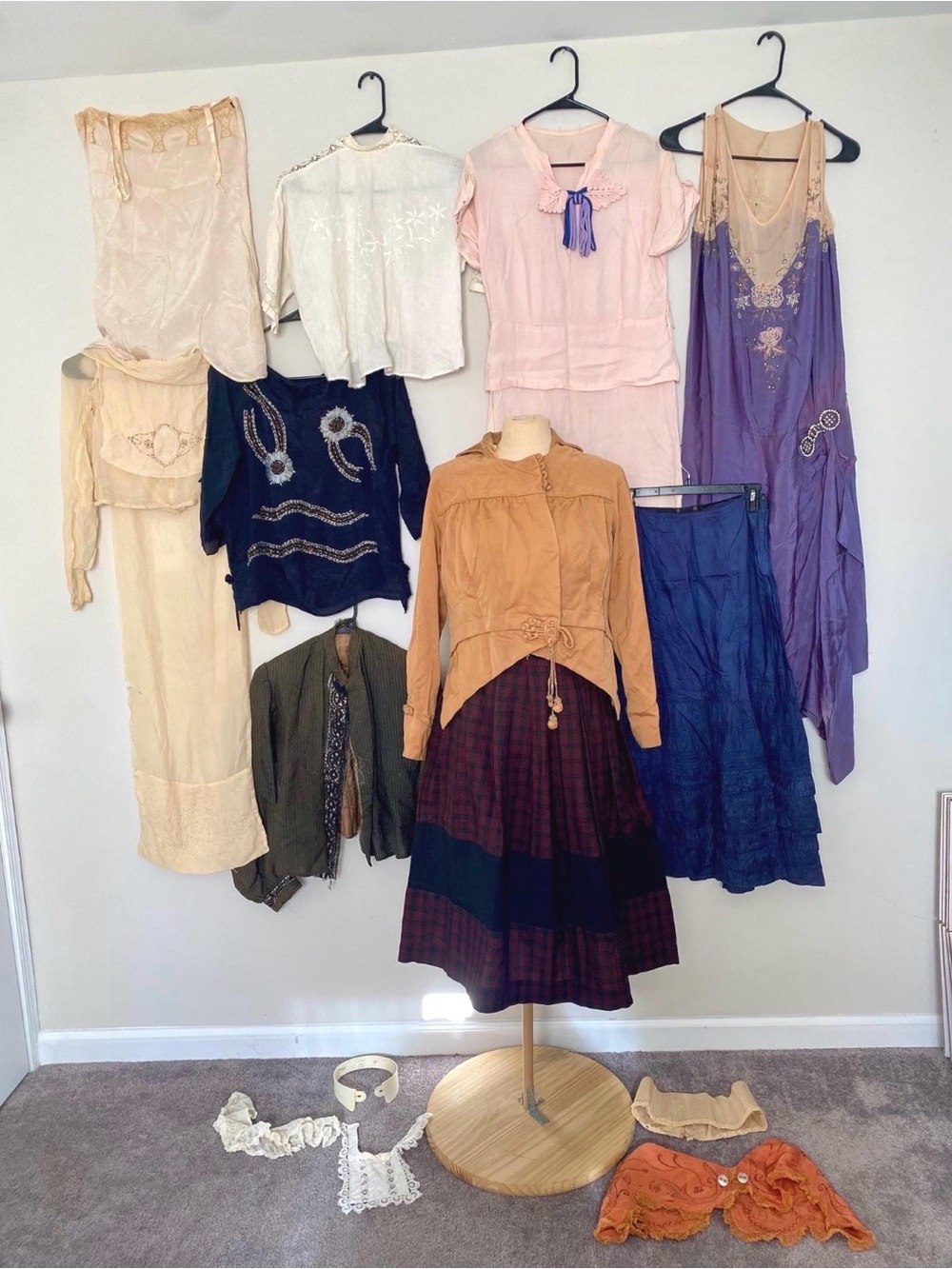 Antique Lot Dresses Jackets Skirts Collars Wounded AS IS